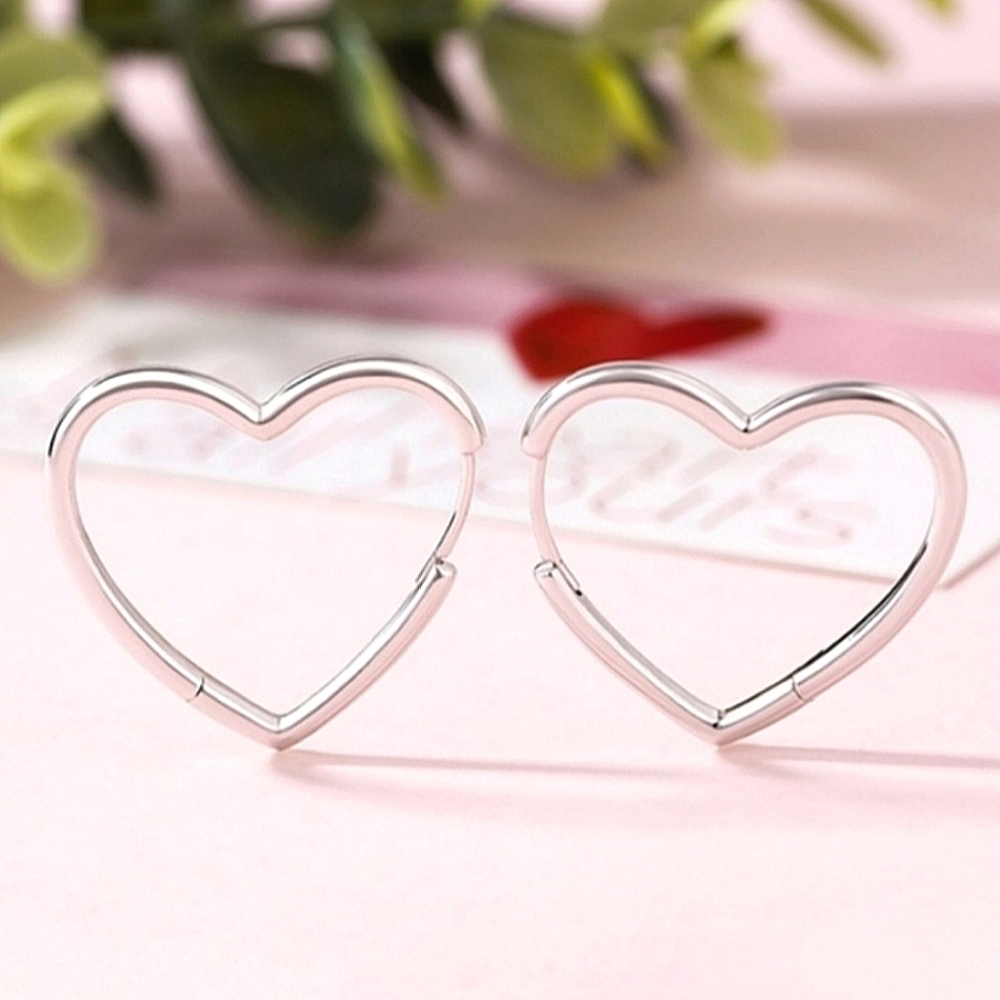 Silver Heart Hoop Earrings